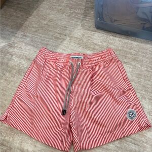 Magic Red and White Striped Athletic Shorts with Drawstring